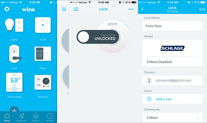 The Schlage Connect in the Wink Hub