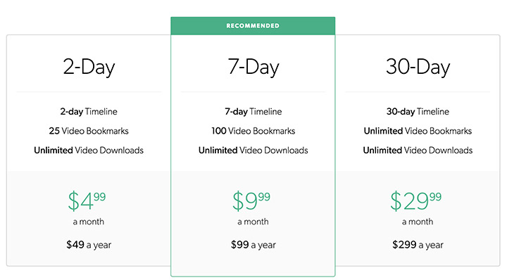 Canary Cloud Recording plans