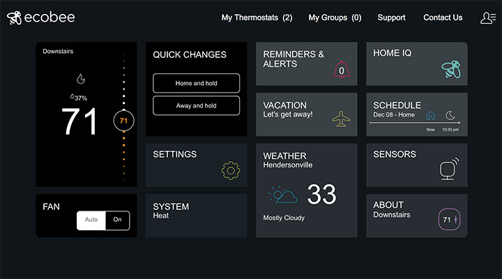 ecobee's web interface